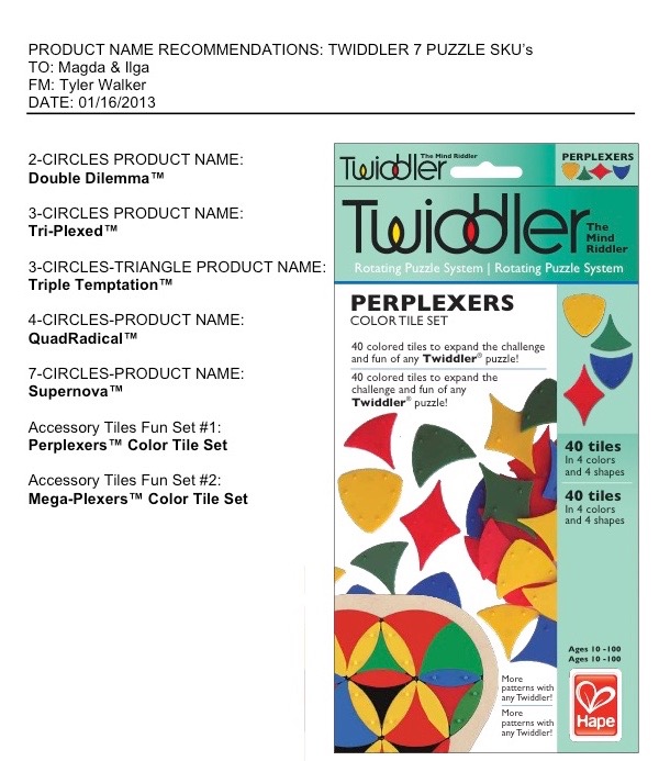 Twiddler® The Mind Riddler - Individual SKU Product Name Recommendations