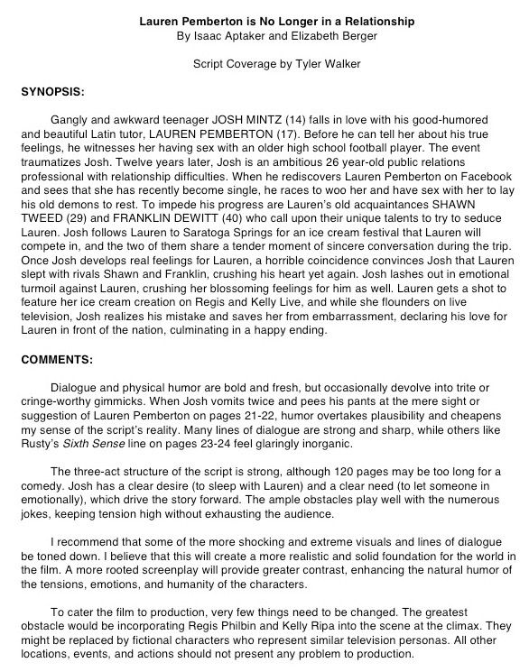 Script Coverage by Tyler Walker